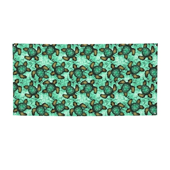 Picia Sea Turtle Pattern Party Banner, Festive Decoration, Holiday Banner, Celebration Decor, Event Banner, Reusable Party Banner-Small