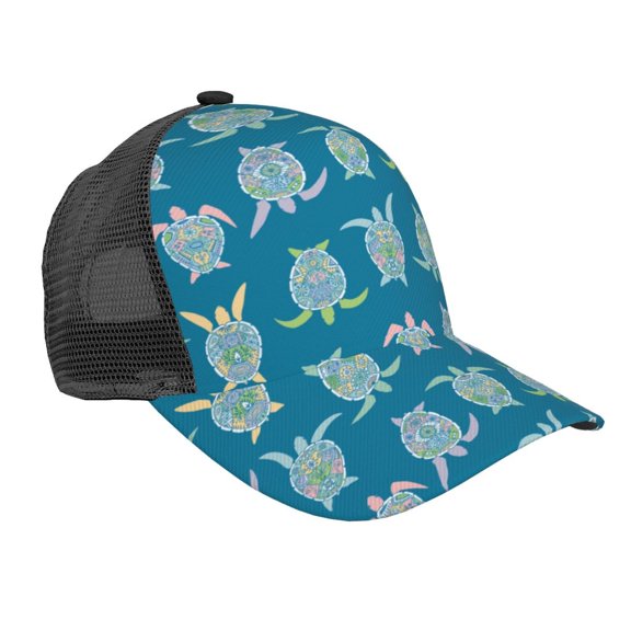 Picia Sea Turtle Pattern Trucker Hat,Baseball Cap,Sun Protection Cap,Stylish Headwear,Leisure Cap,Outdoor Sports Cap
