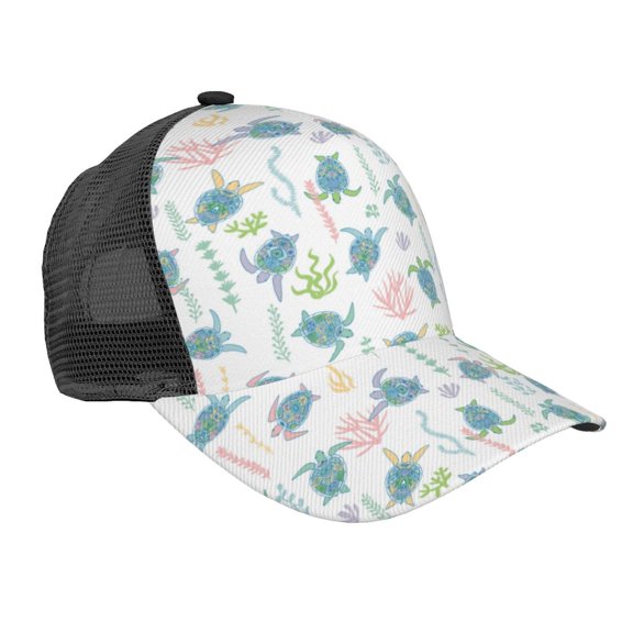 Picia Sea Turtle Pattern Trucker Hat,Baseball Cap,Sun Protection Cap,Stylish Headwear,Leisure Cap,Outdoor Sports Cap