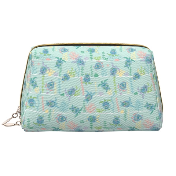 Picia Sea Turtle Print Leather Makeup Bag Make Up Bag Travel Toiletry Bag for Her Girlfriend Teacher Teen Girl Gifts