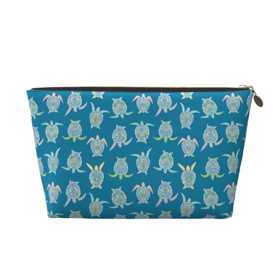 Picia Sea Turtle Printed Leather Travel Toiletry Bag,Cosmetic Organizer, Makeup Travel Bag, Durable Travel Pouch, Compact Toiletry Bag, Travel Accessories