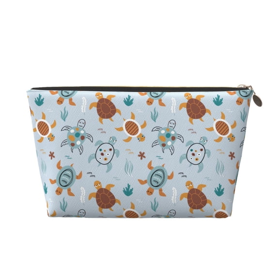 Picia Sea Turtle Printed Leather Travel Toiletry Bag,Cosmetic Organizer, Makeup Travel Bag, Durable Travel Pouch, Compact Toiletry Bag, Travel Accessories