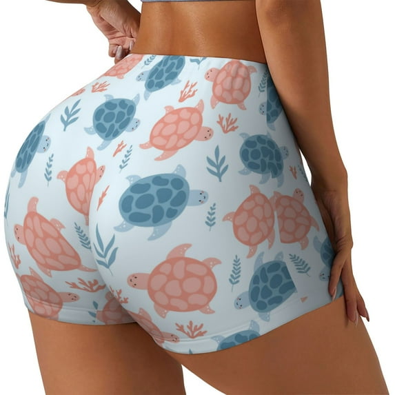 Picia Sea Turtle Printed Workout Shorts for Women Seamless Scrunch Butt Lifting High Waisted Yoga Gym Booty Running Moisture-wicking Short Pants-Medium