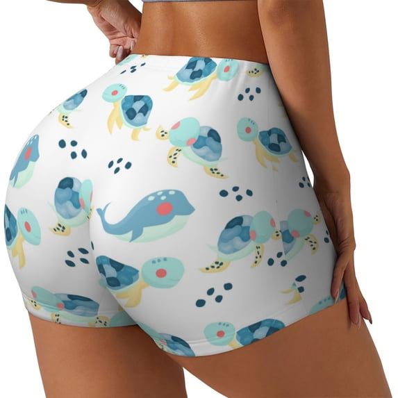 Picia Sea Turtle Printed Workout Shorts for Women Seamless Scrunch Butt Lifting High Waisted Yoga Gym Booty Running Moisture-wicking Short Pants-Medium