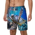 thumbnail image 1 of Picia Sea Turtle Swims pattern Mens Swim Trunks with Compression Liner Stretch Beach Shorts Quick Dry with Zipper Pockets No-Chafing Board Shorts-Small, 1 of 9