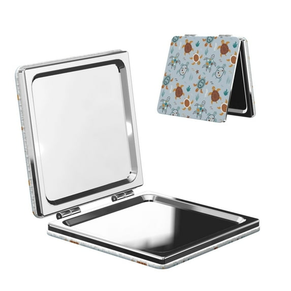 Picia Sea Turtle for Compact Vanity Mirror , Travel Makeup Mirror , Portable Magnifying Cosmetic Mirror for Daily, Work, Business-Square