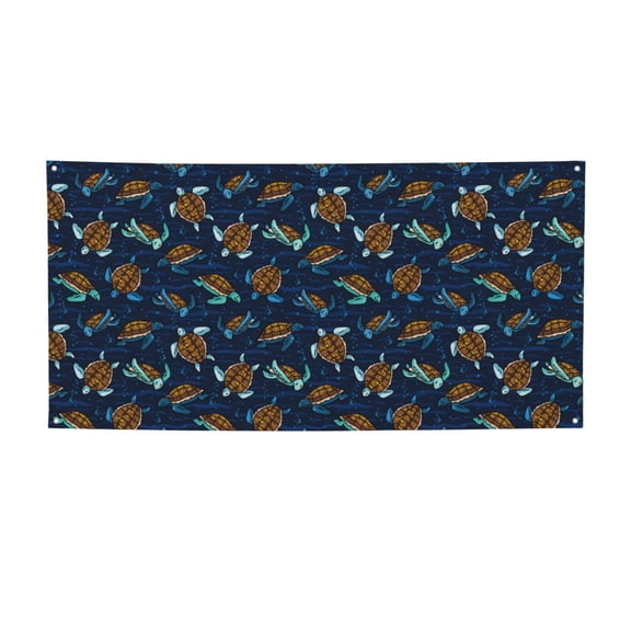 Picia Sea Turtles Swimming Pattern Party Banner, Festive Decoration, Holiday Banner, Celebration Decor, Event Banner, Reusable Party Banner-Medium