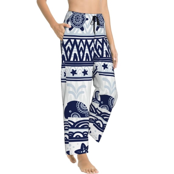 Picia Sea Underwater Animals1 Womens Soft Woven Cotton Elastic Waistband Sleep Pajama Pant Lounge Sleep Pant With Pockets And Drawstring-X-Large