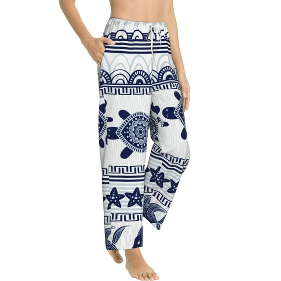 Picia Sea Underwater Turtles Womens Soft Woven Cotton Elastic Waistband Sleep Pajama Pant Lounge Sleep Pant With Pockets And Drawstring-Large