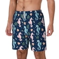 thumbnail image 1 of Picia Seahorses And Plants pattern Mens Swim Trunks with Compression Liner Stretch Beach Shorts Quick Dry with Zipper Pockets No-Chafing Board Shorts-X-Large, 1 of 9