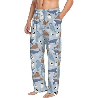 Picia Seal Fox Seagull Whales Mens Soft Woven Cotton Elastic Waistband Sleep Pajama Pant Lounge Sleep Pant With Pockets And Drawstring-Small