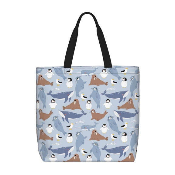 Picia Seal Fox Seagull Whales for Tote Bag for Women with Zipper, Gym Tote with Compartments, Laptop Work Tote Nurse Dance Yoga Bag for Sport, Travel