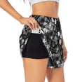 thumbnail image 1 of Picia Seamless Pattern With Skulls Pattern Women's 2 in 1 Athletic Running Shorts High Waisted Workout Casual Gym Sweat Shorts with Comfy Liner Zipper Pockets-Medium, 1 of 9