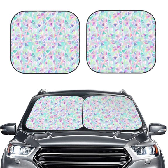 Picia Sequins 2 Piece Car Windshield Sun Shade Foldable | Foldable Sun Shield for Front Window Blocks UV Rays and Keeps Your Vehicle Cool-Large