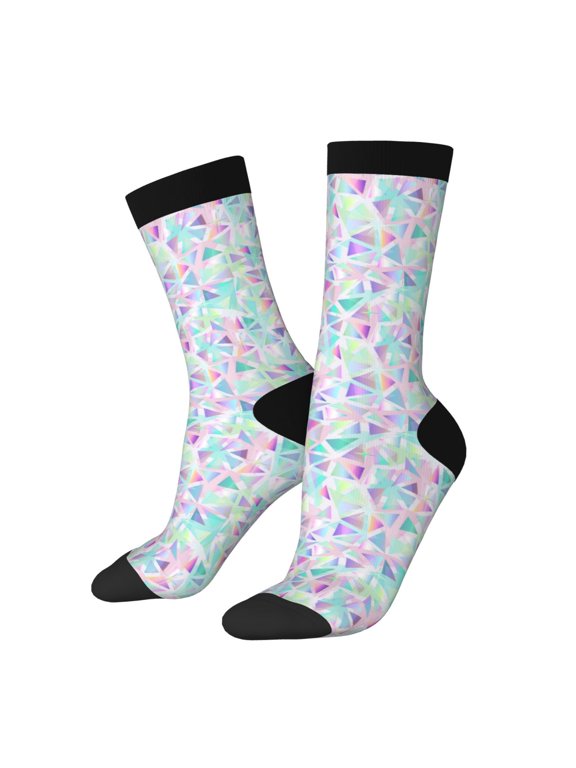 Sequins Print Athletic Socks for Men & Women – Cushioned Moisture-Wicking Crew Socks for Sports, Running, and Training, Soft & Breathable Size 5-11