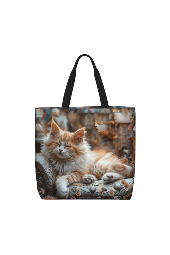 Serene Kitten Kingdom for Tote Bag for Women with Zipper, Gym Tote with Compartments, Laptop Work Tote Nurse Dance Yoga Bag for Sport, Travel