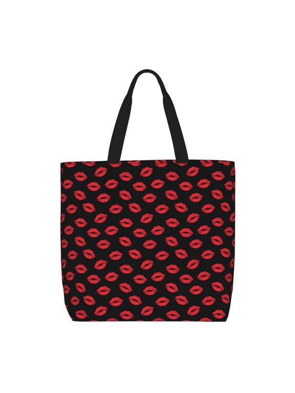 Sexy Red Lips Kiss for Tote Bag for Women with Zipper, Gym Tote with Compartments, Laptop Work Tote Nurse Dance Yoga Bag for Sport, Travel