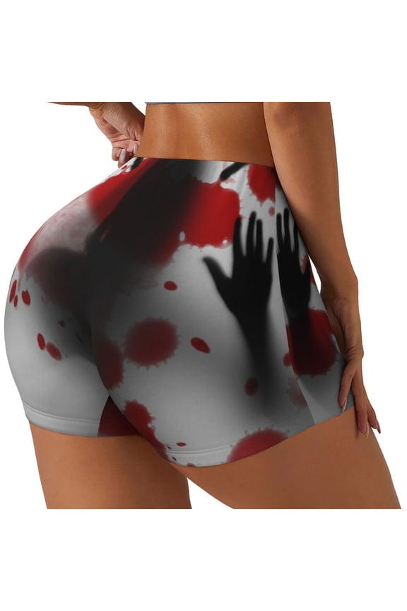 Shadows Behind Printed Workout Shorts for Women Seamless Scrunch Butt Lifting High Waisted Yoga Gym Booty Running Moisture-wicking Short Pants-Small