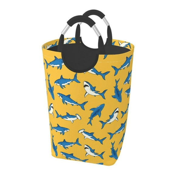 Picia Shark Print Laundry Basket With Handles Laundry Hamper Toys Storage Organizer Foldable Bucket Washing Bin Dirty Clothes Bag For Home Bathroom Bedroom Dorm