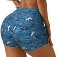 thumbnail image 1 of Picia Sharks on White Blue Striped Printed Workout Shorts for Women Seamless Scrunch Butt Lifting High Waisted Yoga Gym Booty Running Moisture-wicking Short Pants-Large, 1 of 9