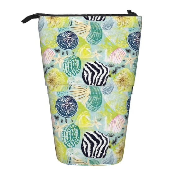 Picia Shell Clam Print Telescopic Pencil Case, Telescopic Pen Holder Telescopic Pencil Pouch Bag Stationery Pencil Case Box Storage Organizer Makeup Bag