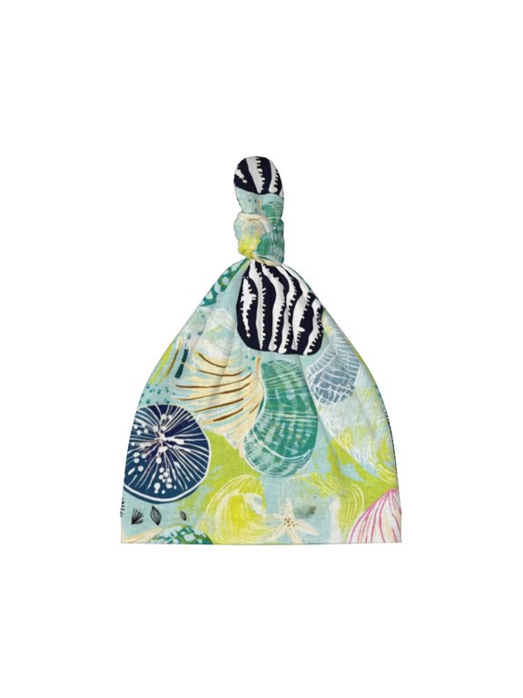 Shell Clam Printed Preemie Hats for Baby Girls Cotton Premature Knot Hats Newborn Hospital Cap Warm Knot Beanie Nicu for Preemie Girls and Boys