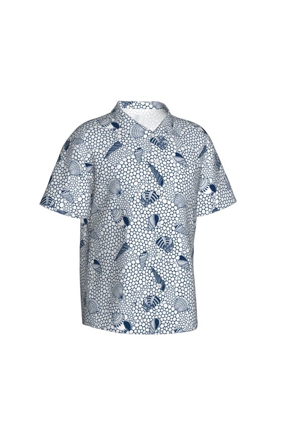 Shells And Sand Gentle Cotton Regular Fit Short Sleeve Casual Hawaiian Shirt for Men-Large