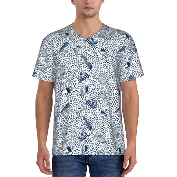 Picia Shells And Sand Pattern Mens Polo Shirts Quick Dry Short Sleeve Golf T Shirt Performance Moisture Wicking Casual Workout Baseball T-shirt-XX-Large