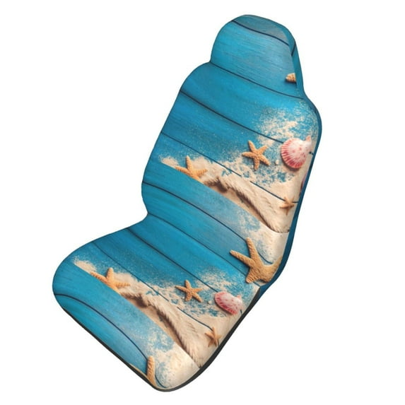 Picia Shells and Starfish Print Waterproof Sweating Car Seat Cover for Post Gym Workout, Running, Beach and Hiking, Universal Fit Anti-Slip Bucket Seat Protector