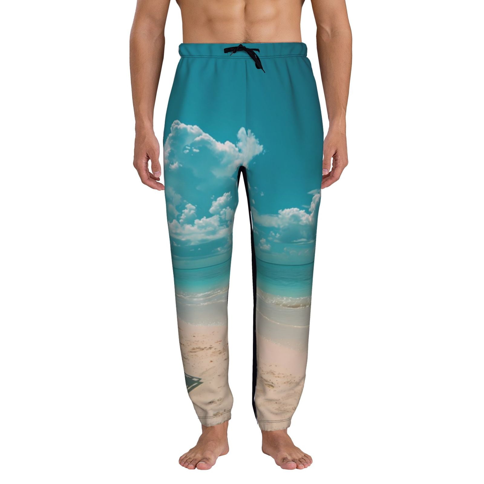 Picia Shopping Cart On Tropical Beach Pattern Mens Casual Joggers