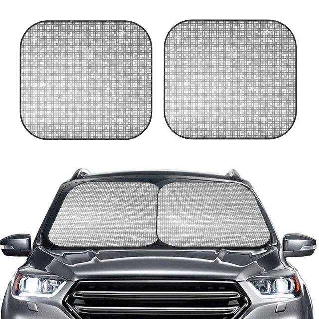 Picia Silver Mosaic 2 Piece Car Windshield Sun Shade Foldable