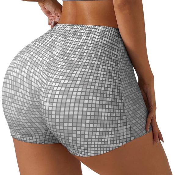 Picia Silver Mosaic Printed Workout Shorts for Women Seamless Scrunch Butt Lifting High Waisted Yoga Gym Booty Running Moisture-wicking Short Pants-XX-Large