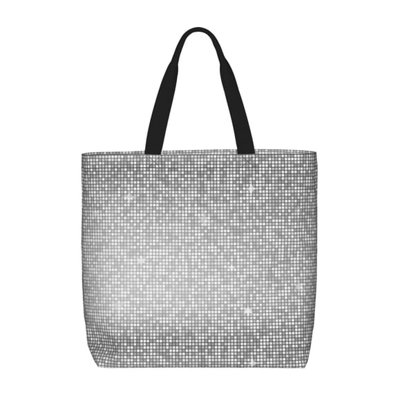 Picia Silver Mosaic for Tote Bag for Women with Zipper, Gym Tote with Compartments, Laptop Work Tote Nurse Dance Yoga Bag for Sport, Travel