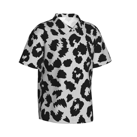 Picia Similar To Leopard Print Gentle Cotton Regular Fit Short Sleeve Casual Hawaiian Shirt for Men-X-Large