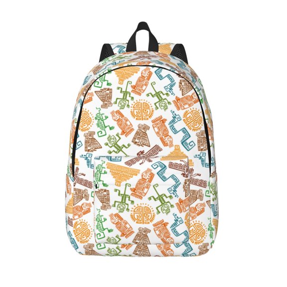 Picia Simple Drawing Printed Canvas Daypack - Stylish and Durable Vintage Compact Backpack - Class, Work, Travel, or Laptop Bookbag,Organized Compartments-Medium