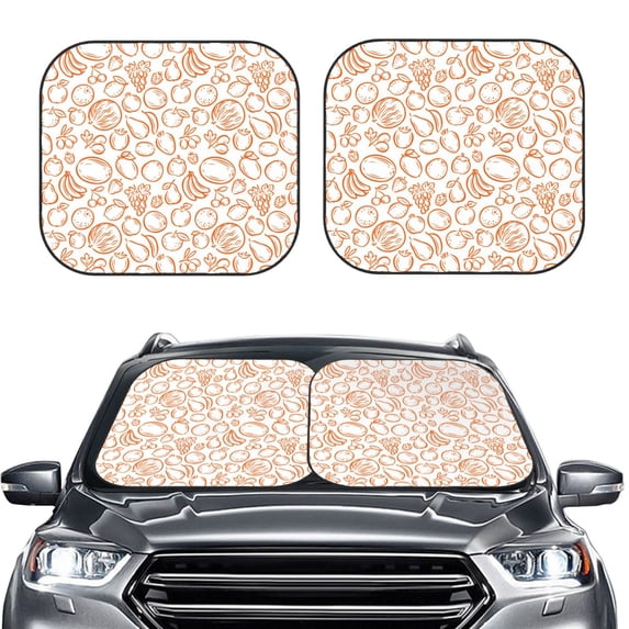 Picia Simple Fruit 2 Piece Car Windshield Sun Shade Foldable | Foldable Sun Shield for Front Window Blocks UV Rays and Keeps Your Vehicle Cool-Small