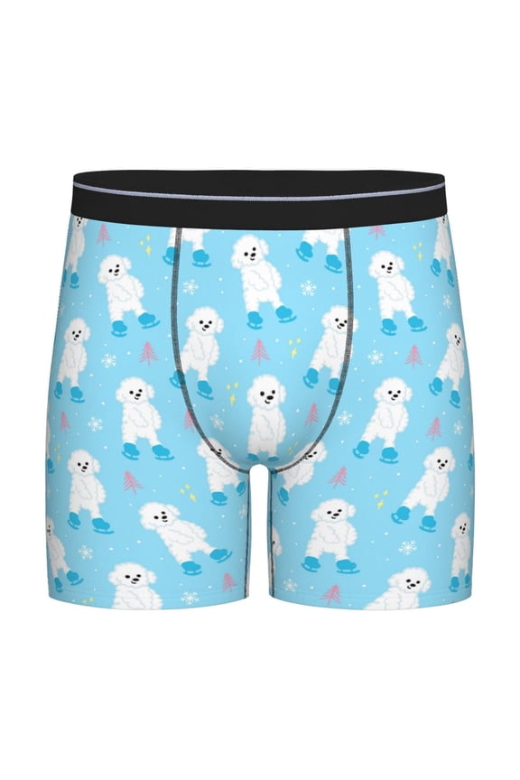 Skating Poodle Fun Pattern Men's Athletic Long Leg Briefs , Performance Stretch Underwear,Moisture-Wicking