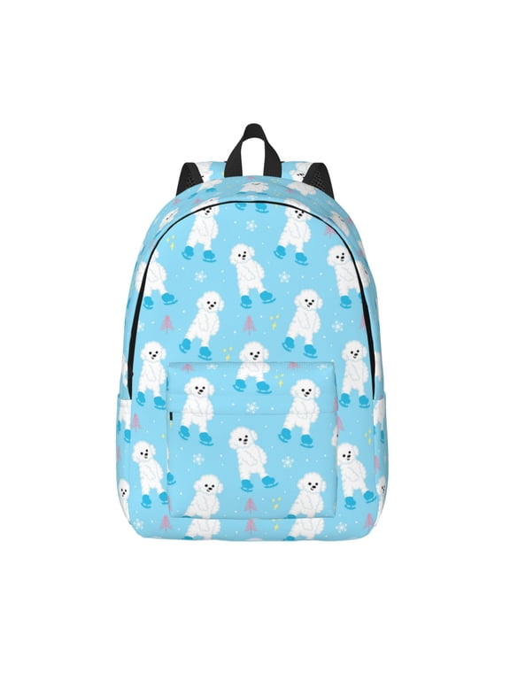 Skating Poodle Fun Printed Canvas Daypack - Stylish and Durable Vintage Compact Backpack - Class, Work, Travel, or Laptop Bookbag,Organized Compartments-Medium