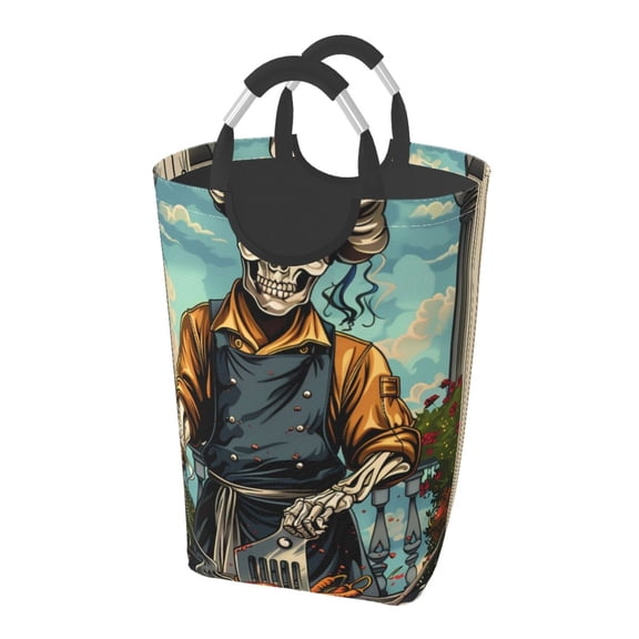 Picia Skeleton Chef BBQ Scene Laundry Basket With Handles Laundry Hamper Toys Storage Organizer Foldable Bucket Washing Bin Dirty Clothes Bag For Home Bathroom Bedroom Dorm
