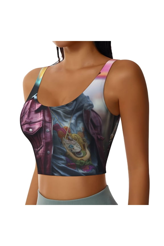 Skeleton Cool Street Fashion Sports Bra for Women,Padded Strappy Sports Bras Medium Support Yoga Bra with Removable Cups,Running Yoga Bra-XX-Large