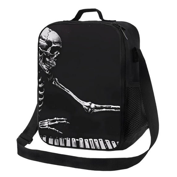 Picia Skeleton Playing Xylophone Lunch box Lunch bag for men women Large capacity Lunchbox Reusable Lunch bags Insulated Lunch bag Lunch box cooler