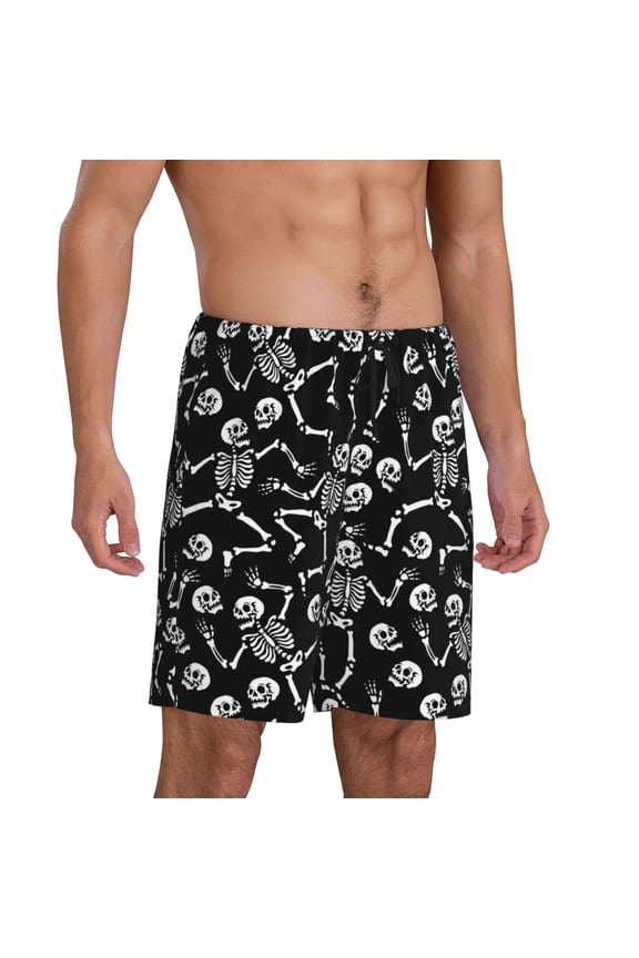 Skeletons Dancing Pajama Shorts for Men, Men's Pajama Bottoms, Sleepwear,Short Pajama Pants-Medium