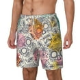 thumbnail image 1 of Picia Skull and Flowers pattern Mens Swim Trunks with Compression Liner Stretch Beach Shorts Quick Dry with Zipper Pockets No-Chafing Board Shorts-XX-Large, 1 of 9
