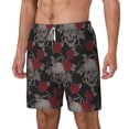 thumbnail image 1 of Picia Skull and Red Roses pattern Mens Swim Trunks with Compression Liner Stretch Beach Shorts Quick Dry with Zipper Pockets No-Chafing Board Shorts-Large, 1 of 1
