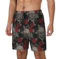 thumbnail image 1 of Picia Skull and Red Roses pattern Mens Swim Trunks with Compression Liner Stretch Beach Shorts Quick Dry with Zipper Pockets No-Chafing Board Shorts-X-Large, 1 of 9