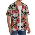 thumbnail image 1 of Picia Skull and Roses Men's Linen Shirts Short Sleeve Cuban Beach Shirts Casual Shirts Button Down Shirt for Men Beach Summer Wedding Shirt-Small, 1 of 7