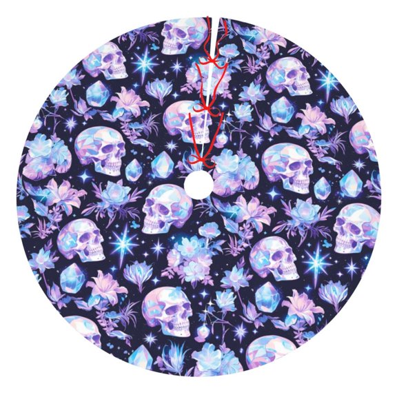 Picia Skull crystal flower Print Christmas Tree Skirt , Christmas Tree Skirt Ornaments for Merry Christmas Holiday Party Decorations Indoor Outdoor-30"