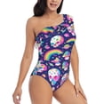 thumbnail image 1 of Picia Skull mushroom rainbow space Pattern Women's One Piece Swimsuits,One Shoulder Swimwear Asymmetric ,Ruffle Monokinis Bathing Suits,High Waisted Flattering Bathing Suits-XX-Large, 1 of 8