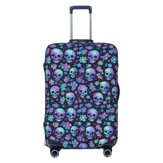 Picia Skull purple flower Luggage Protector Cover Thicken Suitcase Protector Cover Fit 18-32 Inch Luggage-X-Large