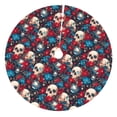 thumbnail image 1 of Picia Skull red flower blue Print Christmas Tree Skirt , Christmas Tree Skirt Ornaments for Merry Christmas Holiday Party Decorations Indoor Outdoor-36", 1 of 7